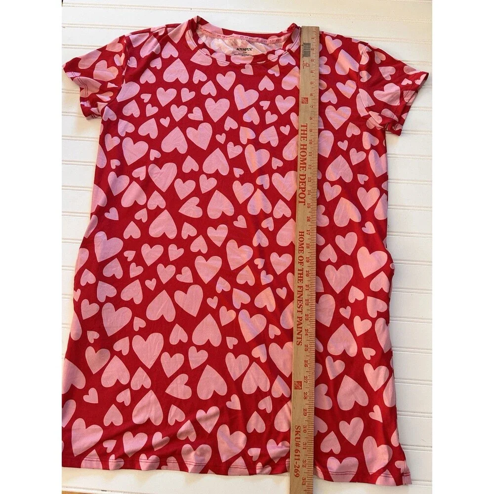Joyspun Heart Print Nightgown Red S-M Sleepwear Loungewear Valentine’s Day EUC